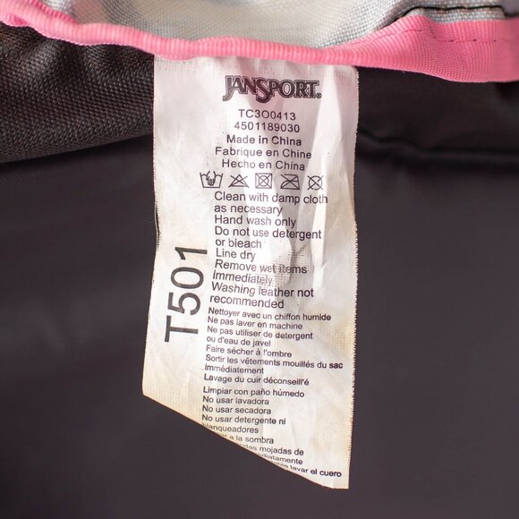 JanSport Backpack Distressed Denim Paint Splatter Print T501 Blue/Pink - Picture 8 of 9